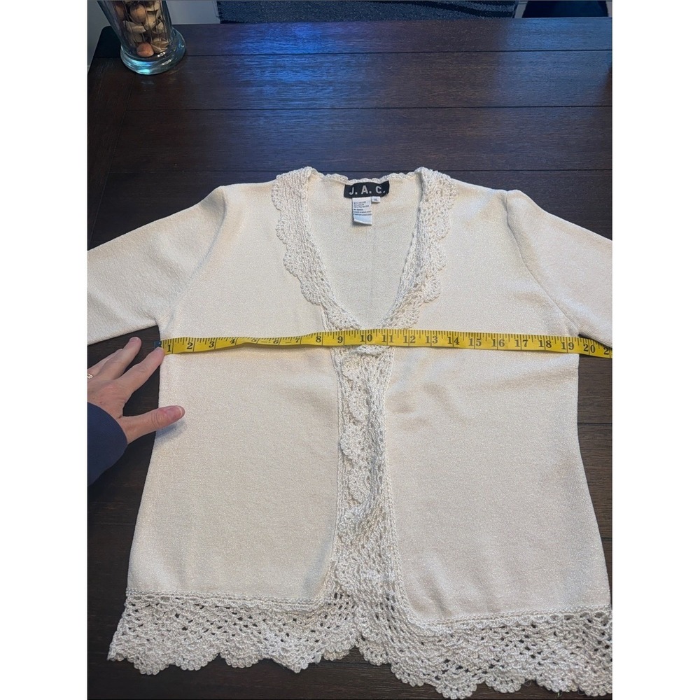 Cream Crochet-Trim Open Front Cardigan - Picture 5 of 7